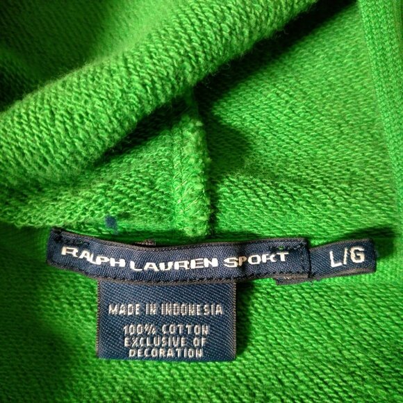 Polo Ralph Lauren Sport Hooded Sweatshirt Youth Large Kelly Green Pony Hoodie - Picture 9 of 11
